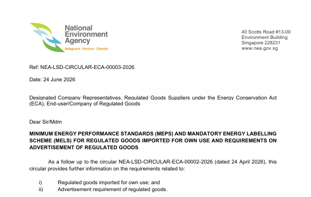 NEA New Regulations – Energy Efficiency Circular – 01 July’26